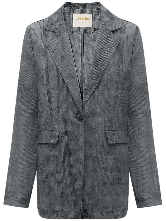 Ink - Washed Draped Striped Blazer - HAWI SHOPPING