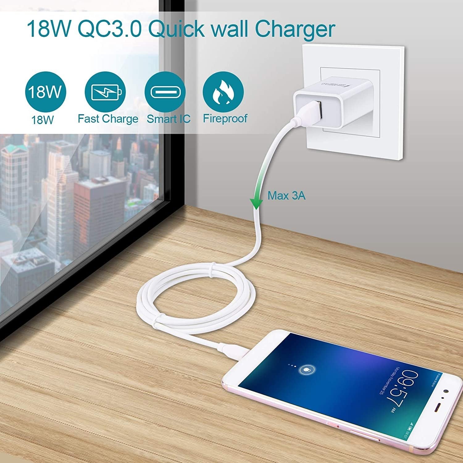 3.0 Quick Charger - 18W 3Amp USB Wall Charger - HAWI SHOPPING