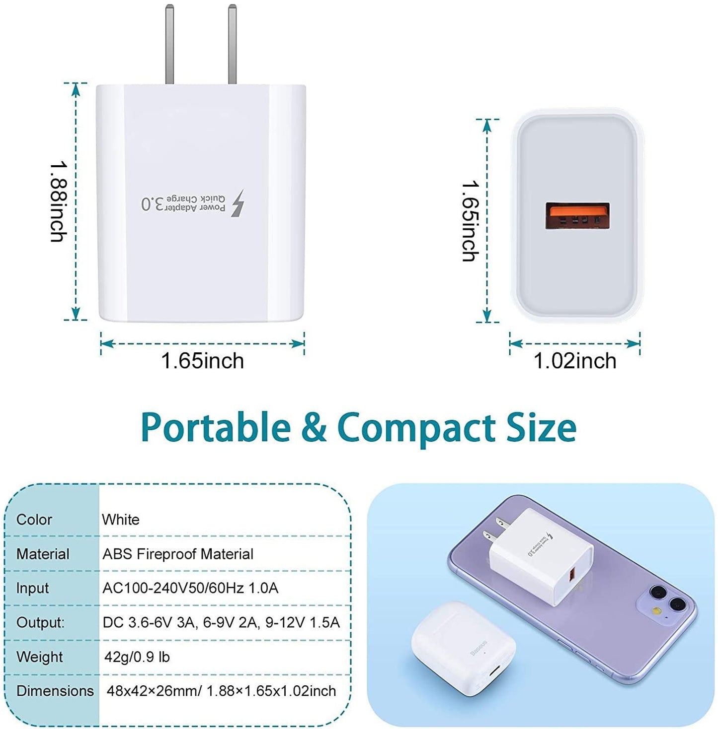 3.0 Quick Charger - 18W 3Amp USB Wall Charger - HAWI SHOPPING