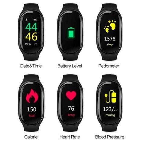 Smart Watch with Built - in TWS Wireless Bluetooth Earphone Blood Heart Rate Monitor - HAWI SHOPPING
