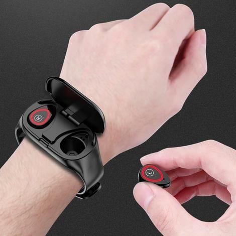 Smart Watch with Built - in TWS Wireless Bluetooth Earphone Blood Heart Rate Monitor - HAWI SHOPPING