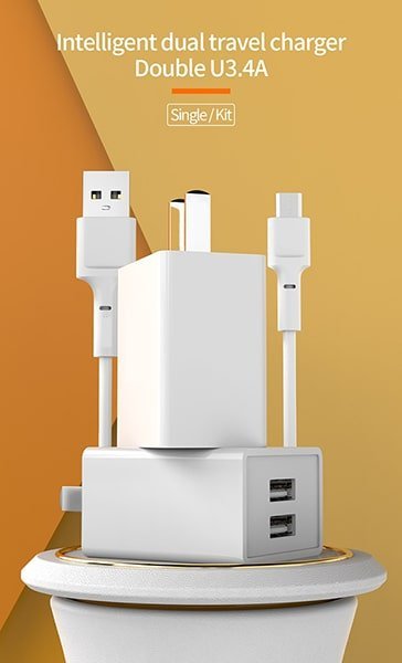 3.4A Dual USB Travel Quick Wall Charger - Android/IOS - HAWI SHOPPING