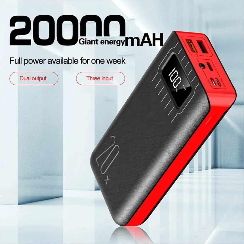 20000mAh External Battery Power Bank Dual USB With LED Flashlight - HAWI SHOPPING