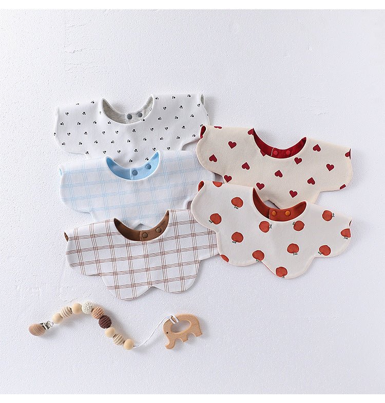 Adorable Simple Pattern Cotton Snap - on Flowers Shaped Bib - HAWI SHOPPING
