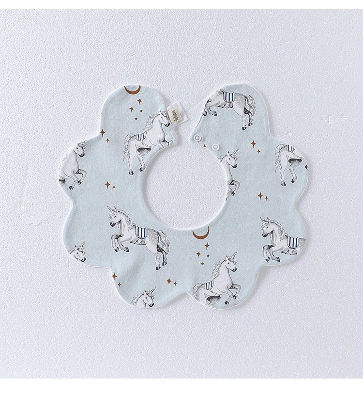 Adorable Simple Pattern Cotton Snap - on Flowers Shaped Bib - HAWI SHOPPING
