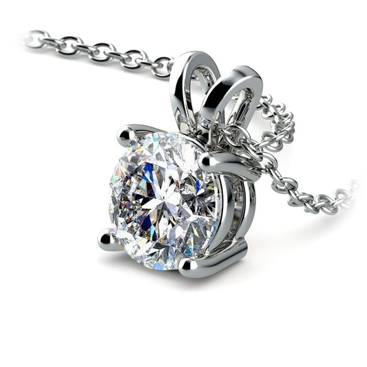 0.5/ 0.75 Ctw Prong Set Round Diamond Pendant In White /Yellow Gold G - VS - HAWI SHOPPING