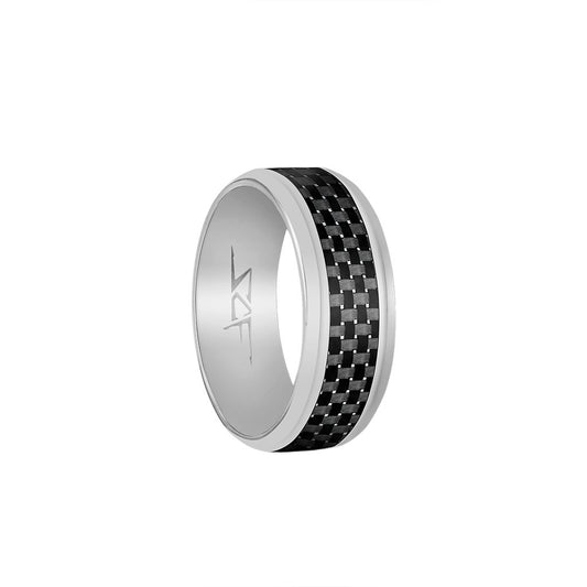 Real Carbon Fiber Ring | Silver | Slate Series - HAWI SHOPPING